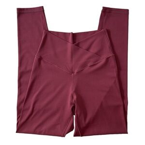 Aerie Real Me High Waisted Crossover Legging in a Burgundy Red Color Size Medium